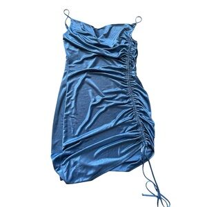 NWT Allison & Kelly Blue Ruched Mini Dress L